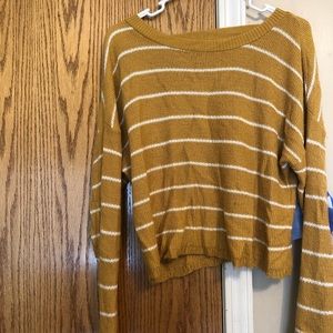 Yellow and white striped sweater